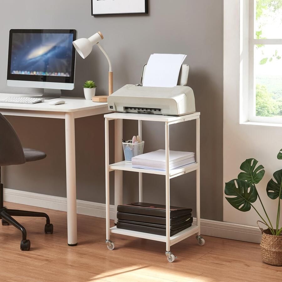 En.casa Bijzettafel Janertu op wielen wit met houtnerf [ ]