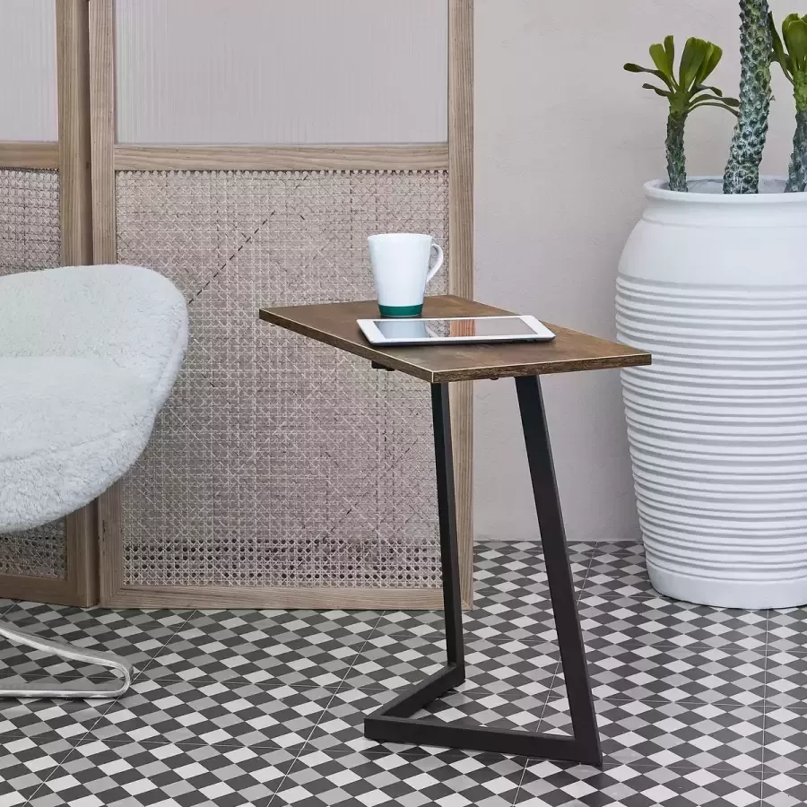 En.casa Bijzettafel Kalundborg 55x60x30 cm houtkleurig en zwart