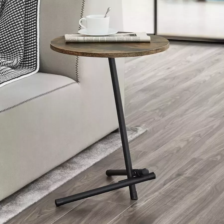 En.casa Bijzettafel Karup rond 55xØ40 cm houtkleurig en zwart