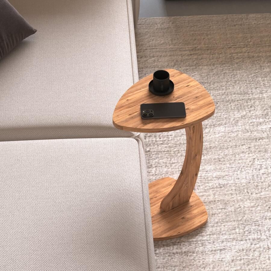 En.casa Bijzettafel Klinerg op wielen C-vorm 40x37x56 cm houtkleurig [ ]