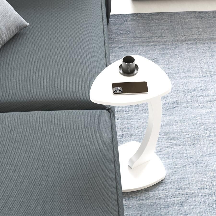 En.casa Bijzettafel Klinerg op wielen C-vorm 40x37x56 cm wit [ ]