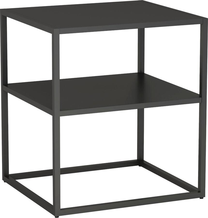 En.casa Bijzettafel Raahe met plank 50 5x45x40 cm zwart - Foto 2