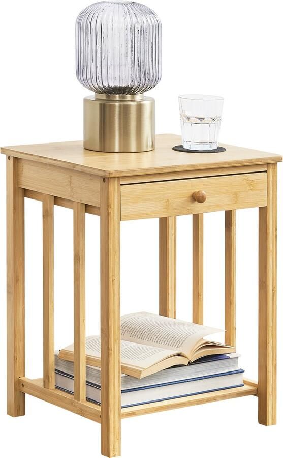 En.casa Bijzettafel Ranua nachtkastje bamboe 51x40x35 cm houtkleurig [ ]