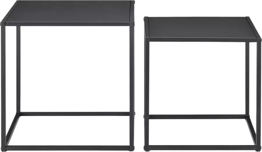 En.casa Bijzettafel Set van 2 stuks Metaal Mat zwart Afmeting (LxBxH) 40 x 40 x 40 cm 35 x 35 x 35 cm