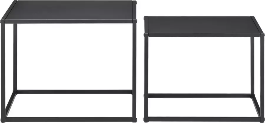 En.casa Bijzettafel Set van 2 stuks Metaal Mat zwart Afmeting (LxBxH) 45 x 35 x 35 cm 40 x 30 x 30 cm