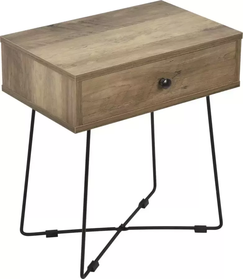 En.casa Bijzettafel Taupo met lade 50 5x45x29 5 cm houtkleurig zwart