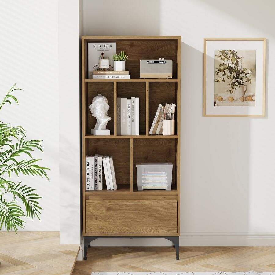En.casa Boekenkast Kistiandi 137x60x35 cm donker eiken [ ]