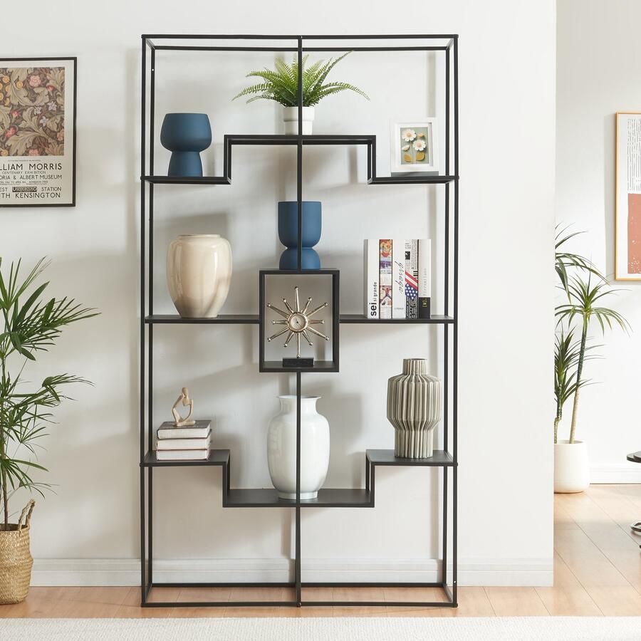 En.casa Boekenkast Råde open kast metaal 180x100x35 cm zwart [ ]