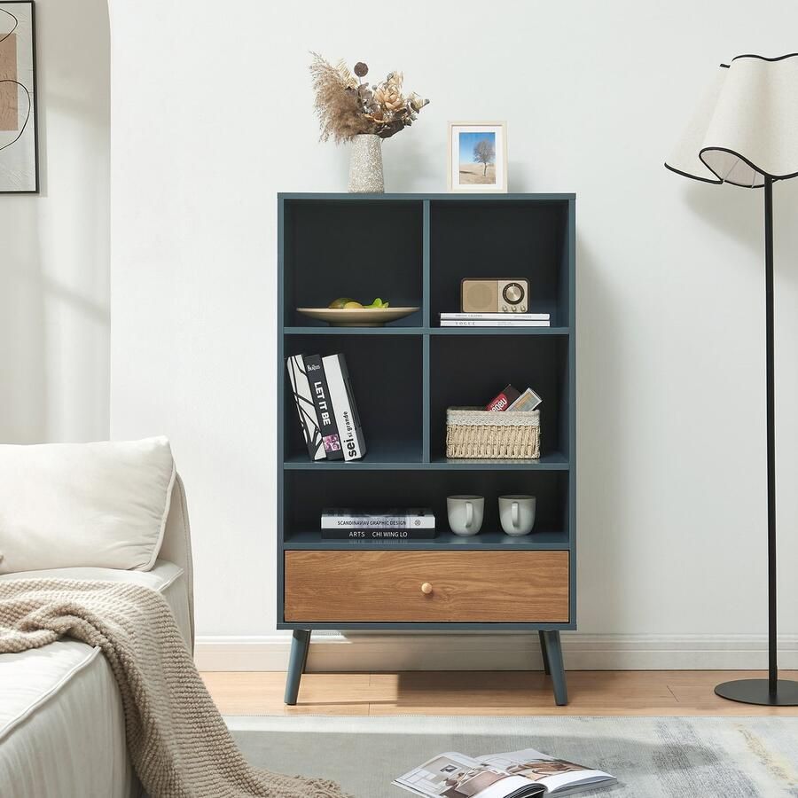 En.casa Boekenkast Reyljand 120x70x40 cm grijs en eikenkleurig [ ]