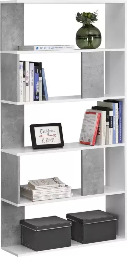 en.casa Boekenkast schap Aneby 159x80x23 5 cm wit en betonkleurig