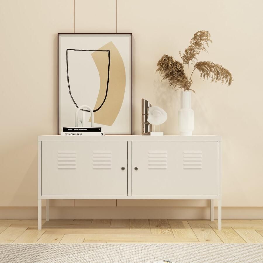 En.casa Commode Pyhtää 118x40x60 cm staal wit mat [ ]