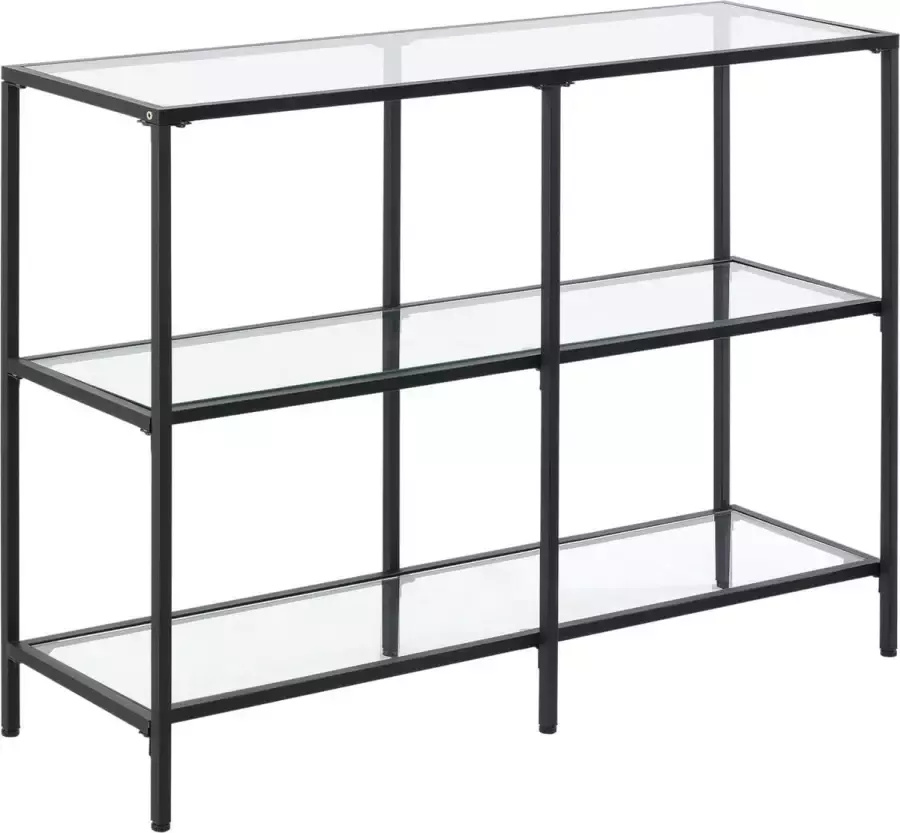 En.casa Console tafel Perstorp sidetable glas 100x30x73 cm zwart