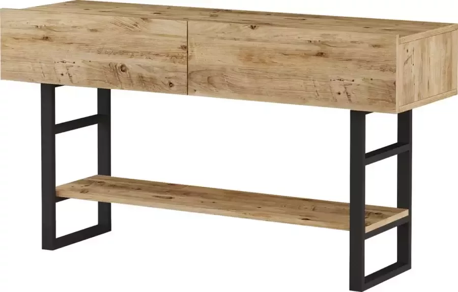 En.casa Console tafel sidetable Lappeenranta 139x43x76cm houtkleurig en zwart