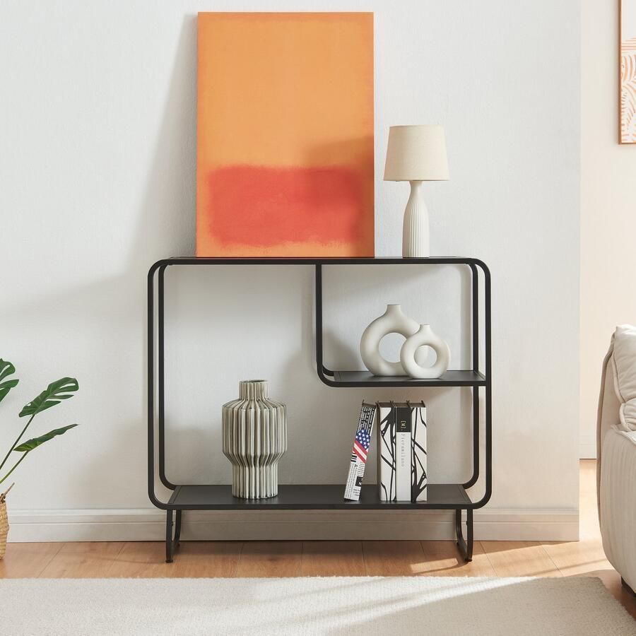 En.casa Consoletafel Færder 91 5x33x80 5 cm zwart mat [ ]