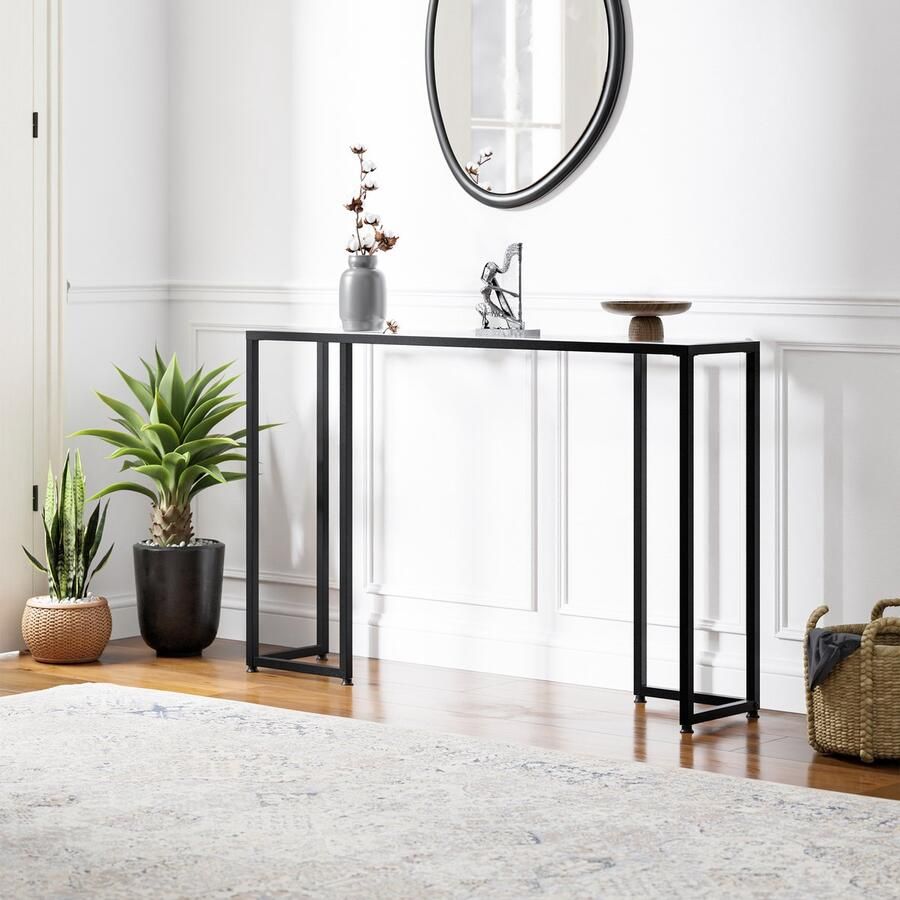 En.casa Consoletafel Ouby zwart en transparant 120x25x73 cm [ ]