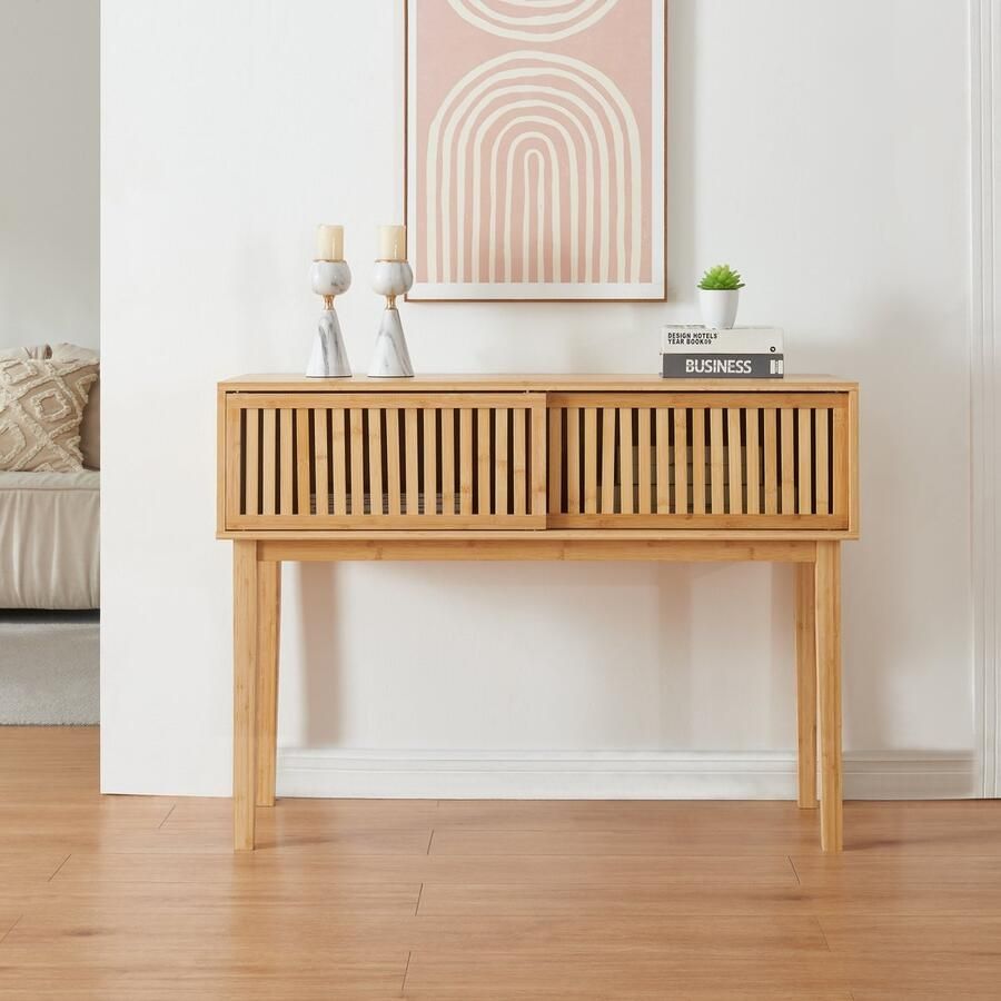 En.casa Consoletafel Ypäjä bamboe 110x39x80 5 cm naturel [ ]