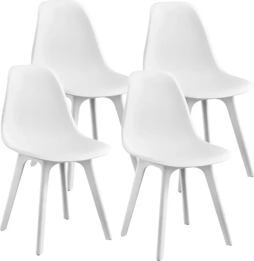 En.casa Eetkamerstoel Lendava 83x54x48 cm set van 4 kunststof wit
