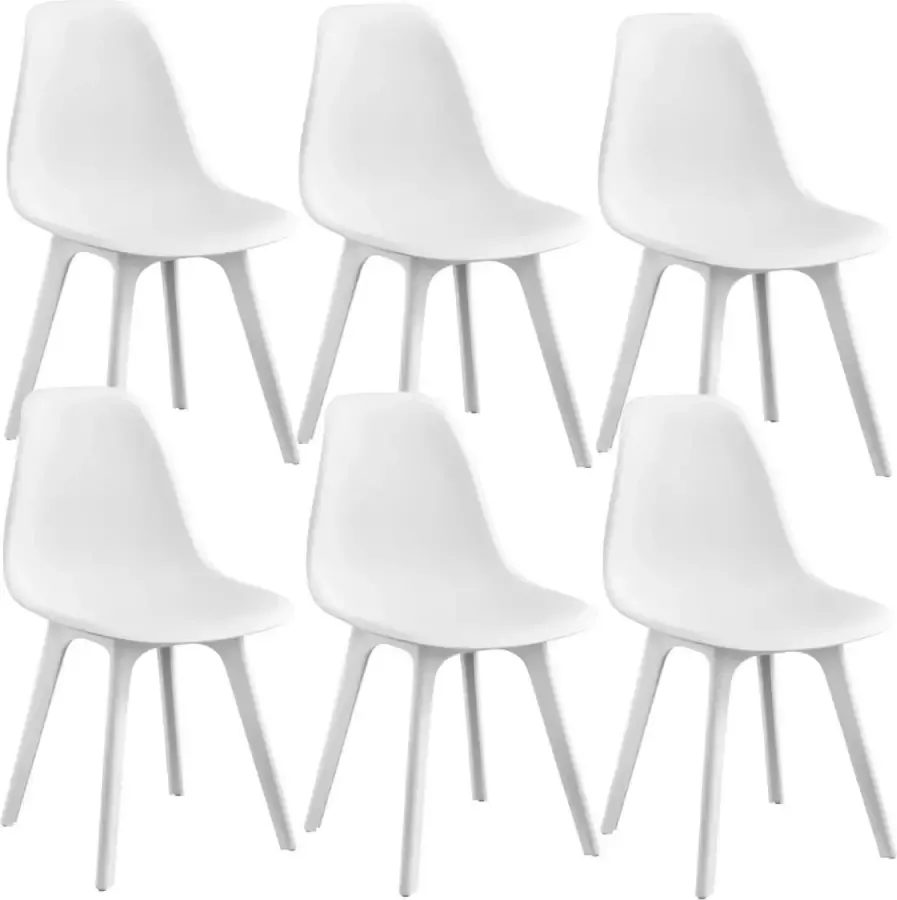 En.casa Eetkamerstoel Lendava 83x54x48 cm set van 6 kunststof wit