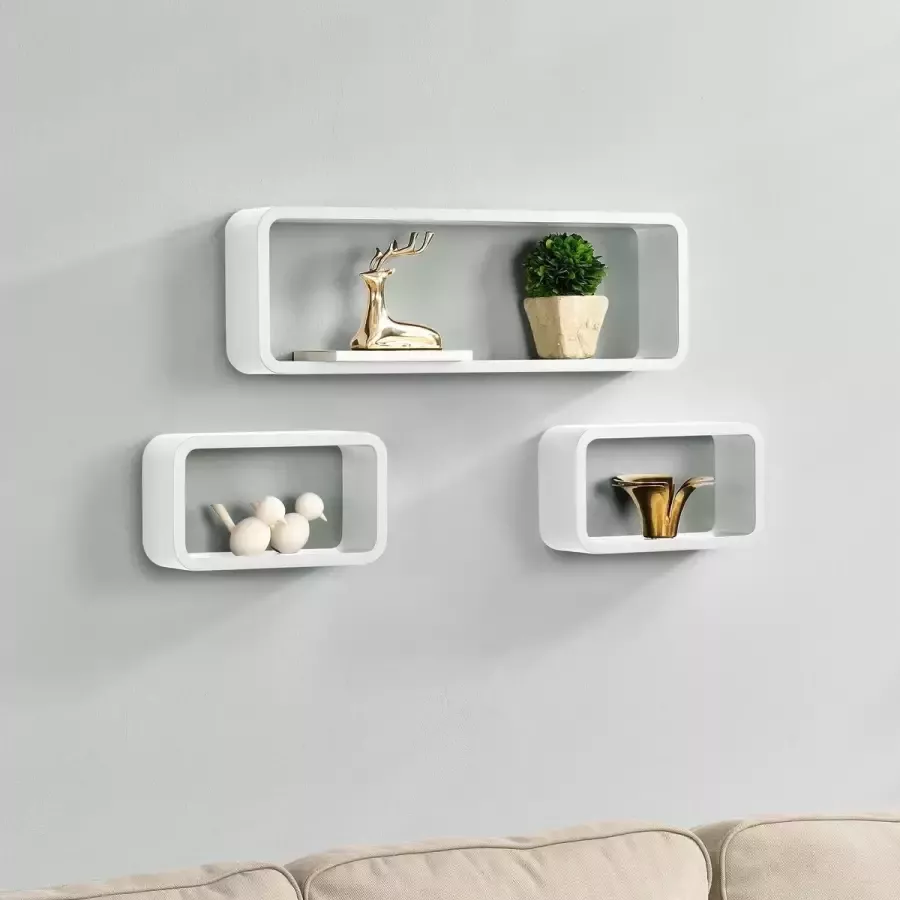 En.casa [ ] Design Wandplank driedelige set wit model 5