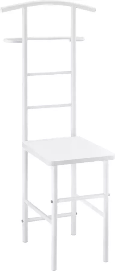 En.casa Dressboy kledingrek stoel 107x45x45 cm metaal en MDF wit
