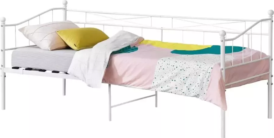 En.casa Eenpersoons slaapbank Arjeplog 90x200 cm wit