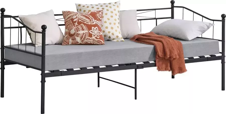 En.casa Eenpersoons slaapbank Arjeplog 90x200 cm zwart