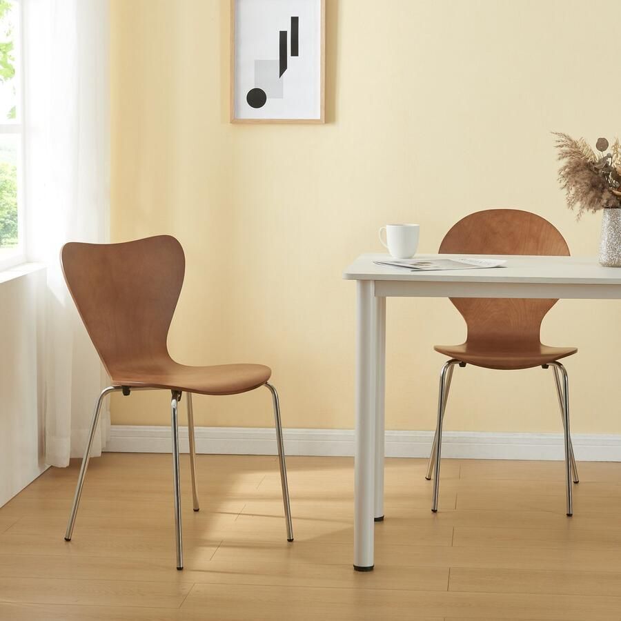 En.casa Eetkamerstoel Essunga 80x48x45 5 cm set van 4 walnootkleurig en chroom [ ]