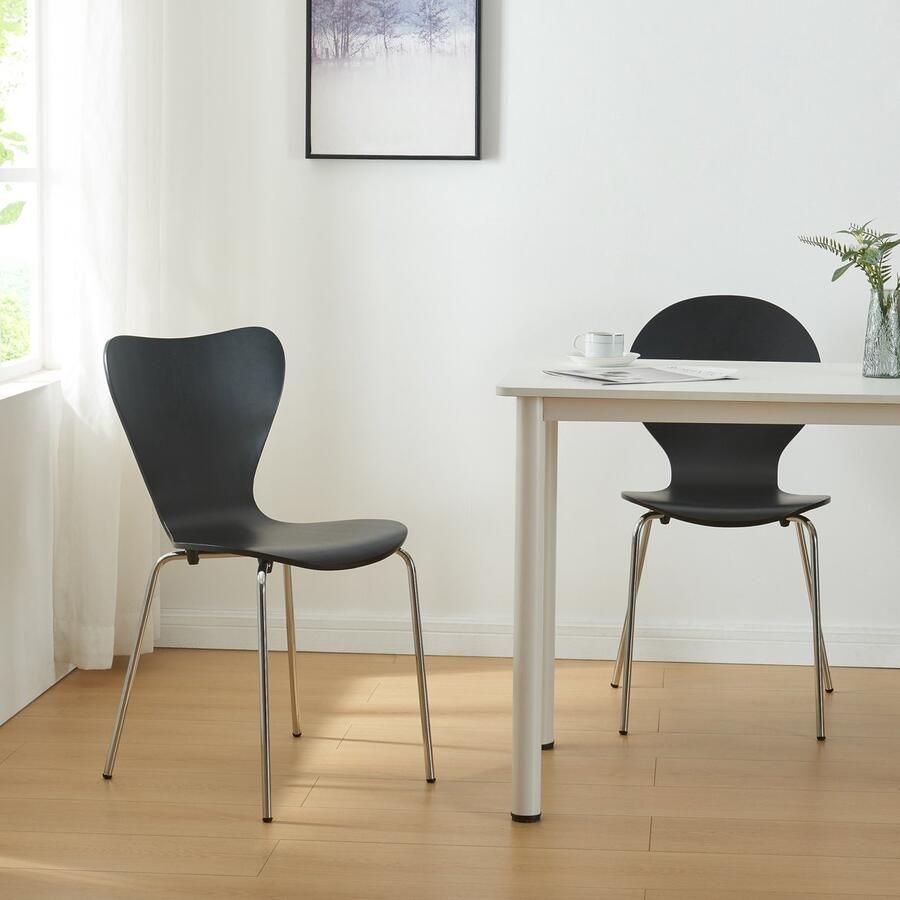 En.casa Eetkamerstoel Essunga 80x48x45 5 cm set van 4 zwart en chroom [ ]