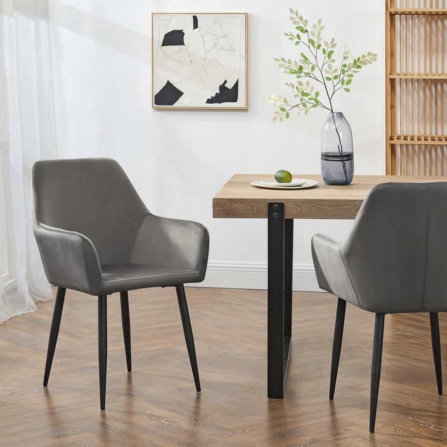 En.casa Eetkamerstoel Hollola set van 4 donkergrijs [ ]