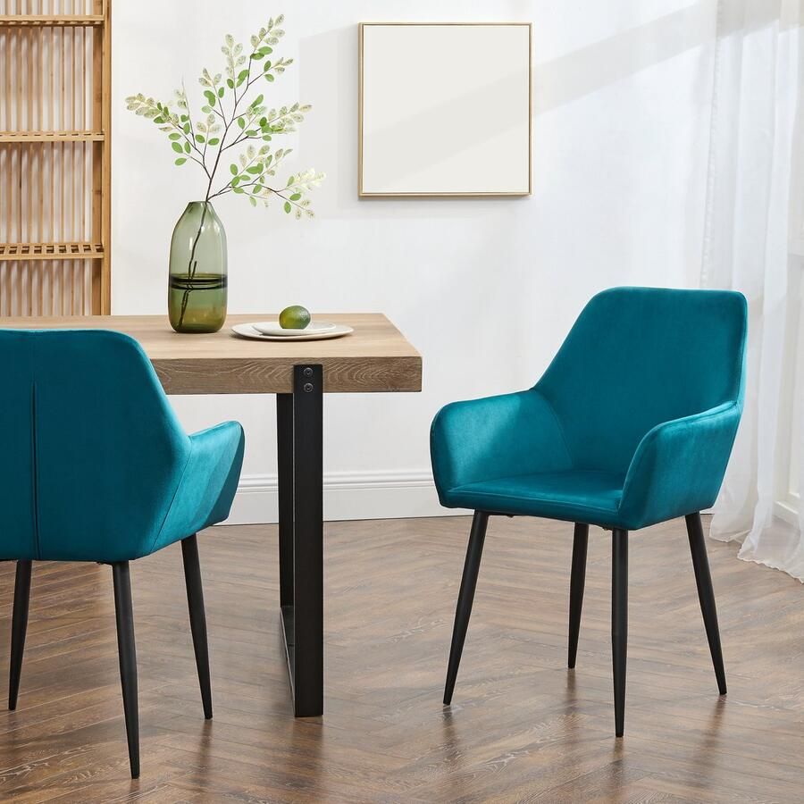 En.casa Eetkamerstoel Hollola set van 4 turquoise [ ]