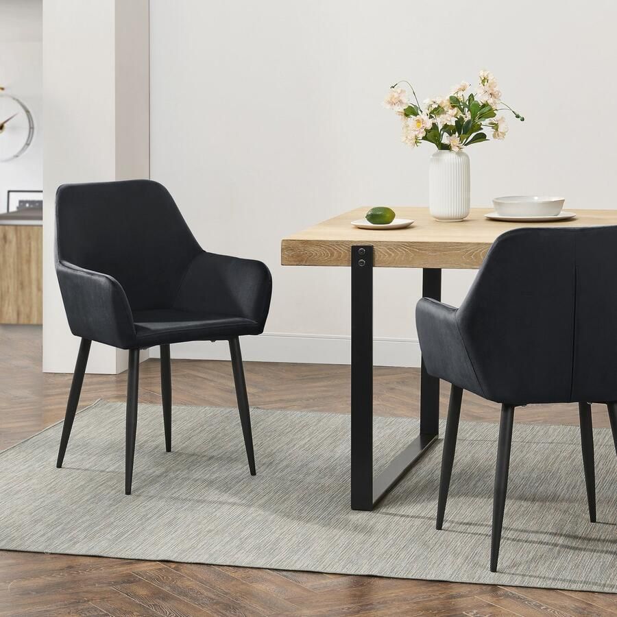 En.casa Eetkamerstoel Hollola set van 4 zwart [ ]