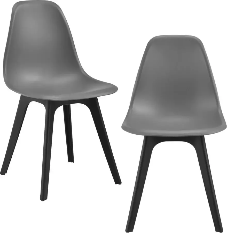 En.casa Eetkamerstoel Lendava 83x54x48 cm set van 2 grijs en zwart