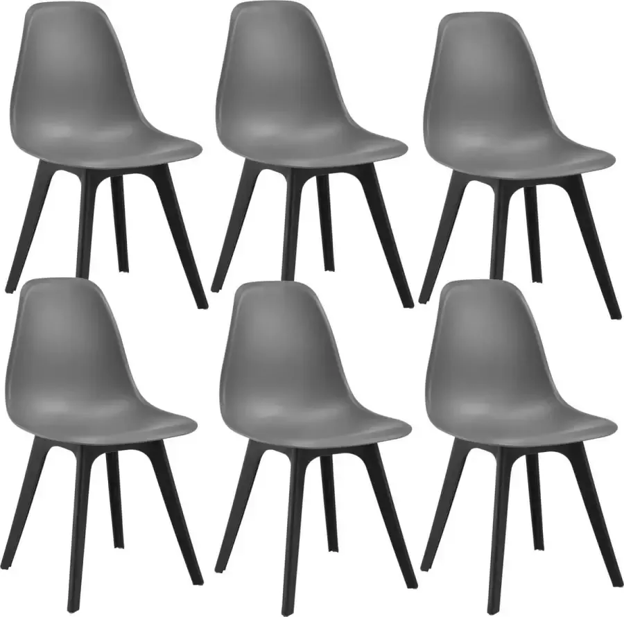 En.casa Eetkamerstoel Lendava 83x54x48 cm set van 6 grijs en zwart