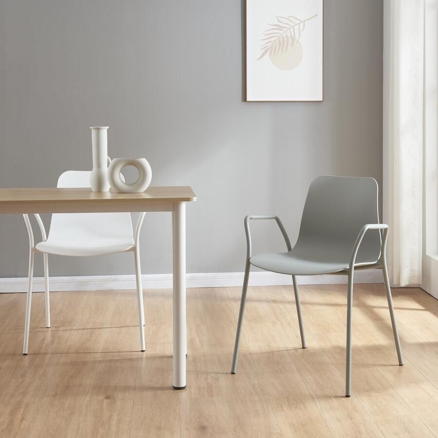 En.casa Eetkamerstoel set van 2 Kankaanpää 80x57 5x52 cm lichtgrijs