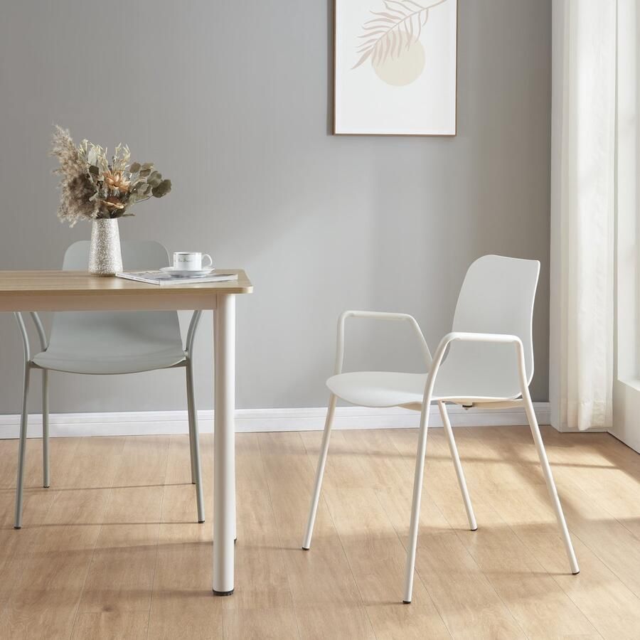 En.casa Eetkamerstoel set van 2 Kankaanpää 80x57 5x52 cm wit