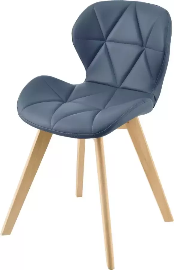 En.casa Eetkamerstoel Set van 2 stuks Kunstleer & hout Afmeting (HxBxD) 81 x 57 x 49 cm Kleur blauw & hout kleurig