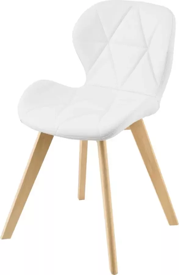 En.casa Eetkamerstoel Set van 2 stuks Kunstleer & hout Afmeting (HxBxD) 81 x 57 x 49 cm Kleur wit & hout kleurig