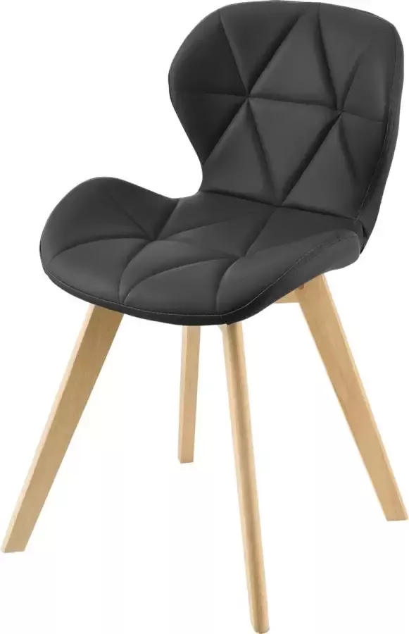 En.casa Eetkamerstoel Set van 2 stuks Kunstleer & hout Afmeting (HxBxD) 81 x 57 x 49 cm Kleur zwart & hout kleurig