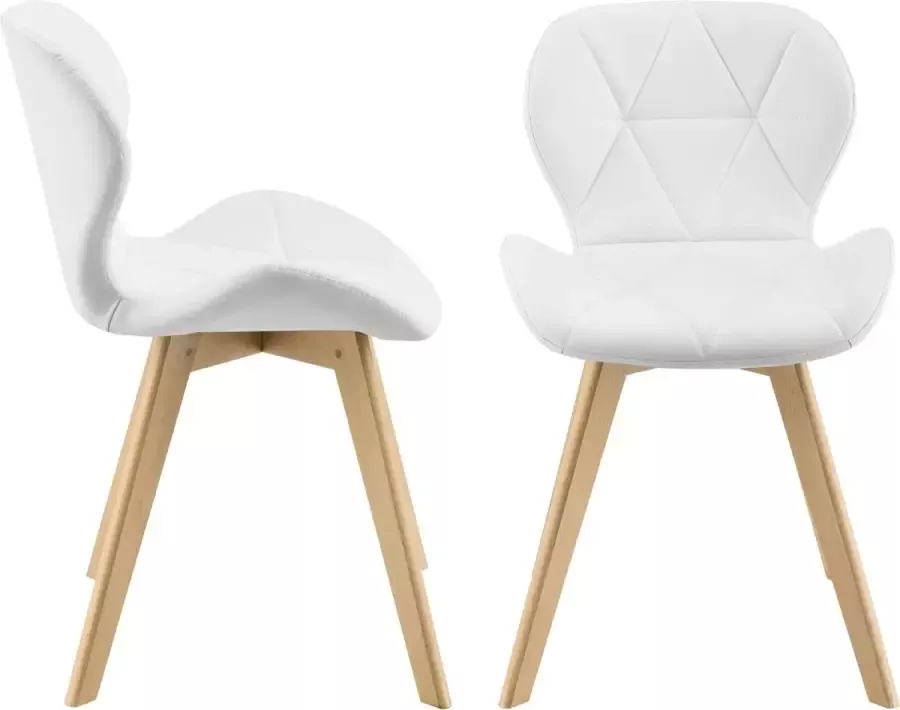 En.casa Eetkamerstoel Set van 2 stuks Kunstleer & hout Afmeting (HxBxD) 81 x 57 x 49 cm Kleur wit & hout kleurig - Foto 2