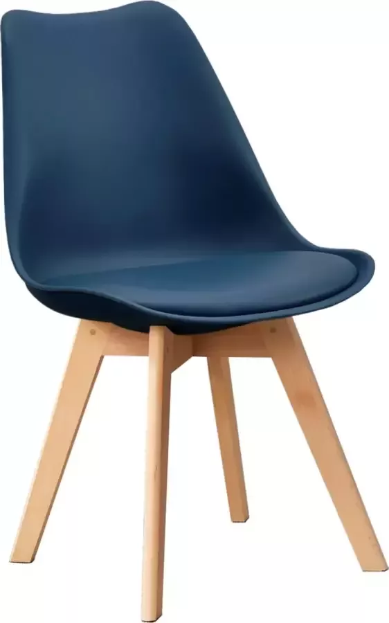 En.casa Eetkamerstoel Set van 2 stuks Kunstleer kunststof & beuken Blauw & hout kleurig Afmeting (BxDxH) 49 x 57 x 81 cm