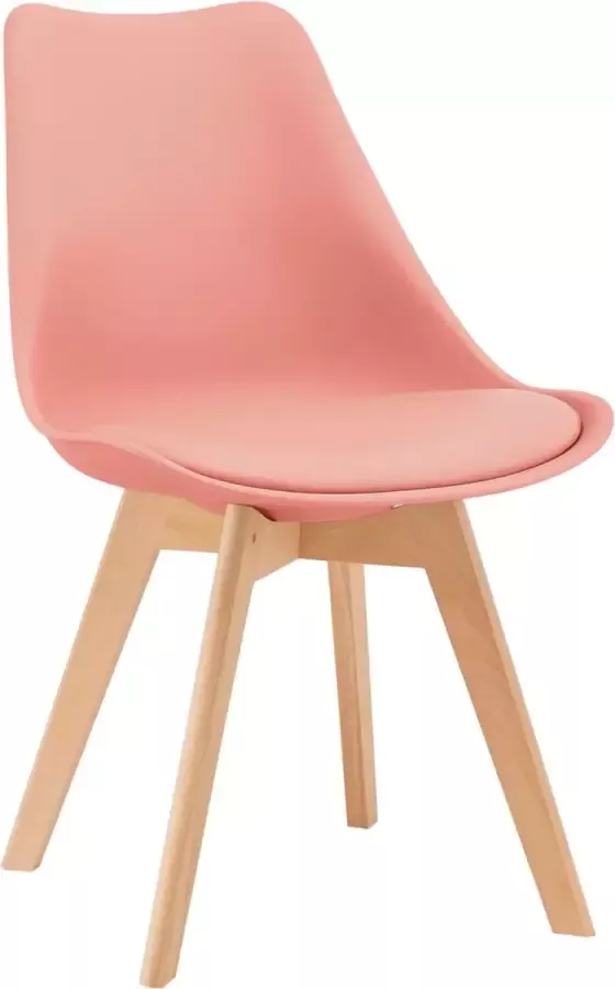 En.casa Eetkamerstoel Set van 2 stuks Kunstleer kunststof & beuken Roze & hout kleurig Afmeting (BxDxH) 49 x 57 x 81 cm