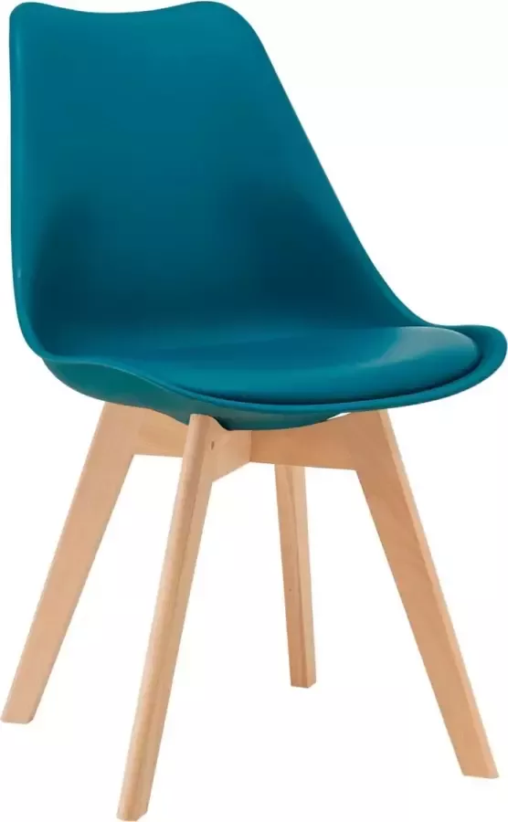 En.casa Eetkamerstoel – Set van 2 stuks – Kunstleer zitting – Afmeting (HxBxD) 84 x 49 x 57 cm – Zithoogte 49 5 cm – Kleur turquoise