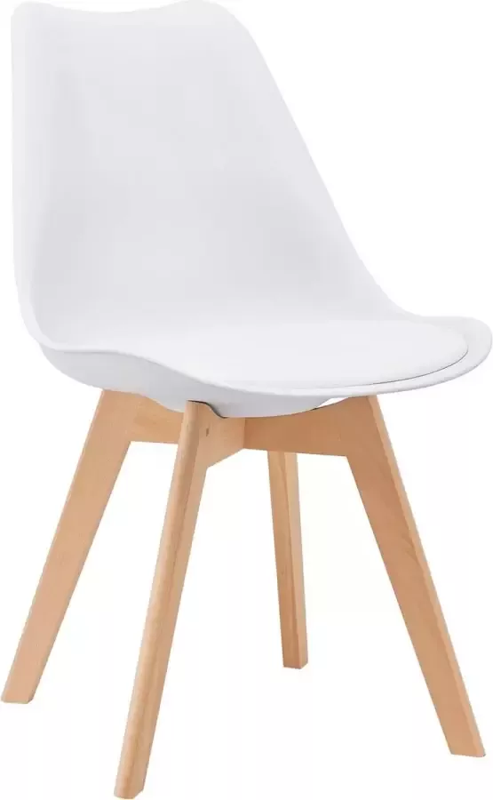 En.casa Eetkamerstoel Set van 2 stuks Kunstleer kunststof & beuken Wit & hout kleurig Afmeting (HxBxD) 81 x 49 x 57 cm