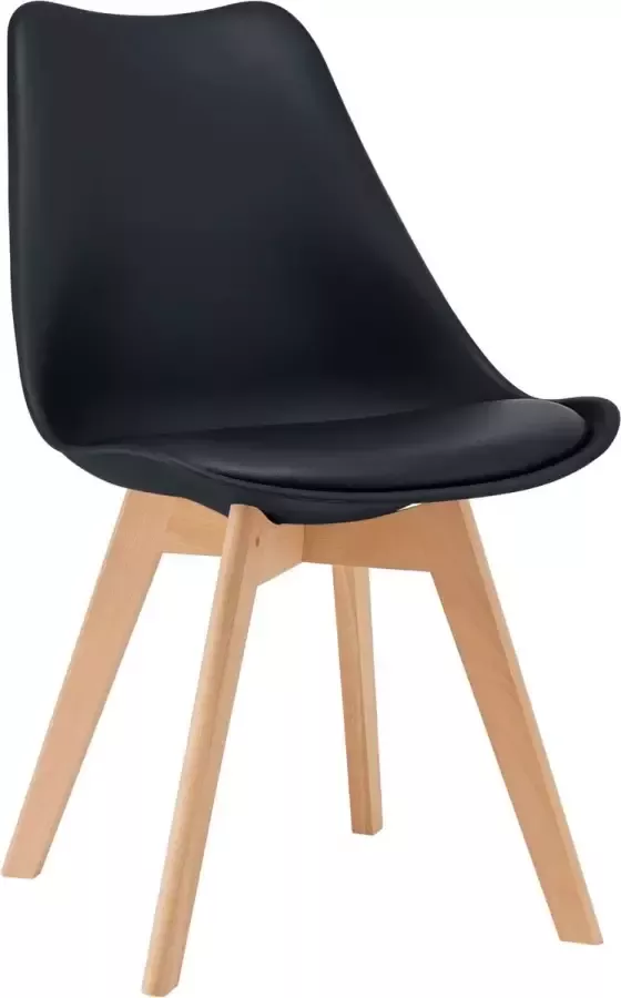 En.casa Eetkamerstoel Set van 2 stuks Kunstleer kunststof & beuken Zwart & hout kleurig Afmeting (BxDxH) 49 x 57 x 81 cm