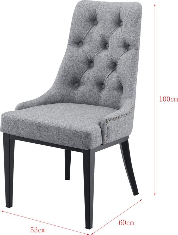 En.casa Eetkamerstoel set van 2 Chester 100x53x60 cm lichtgrijs [ ]