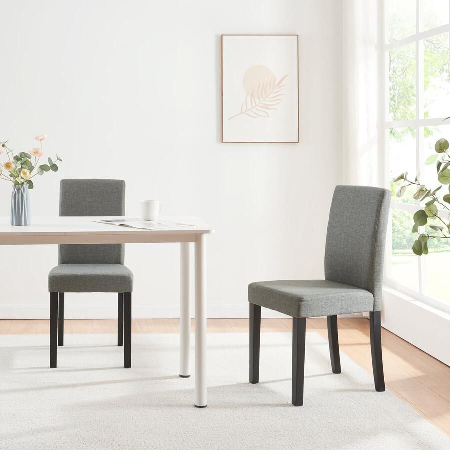 En.casa Eetkamerstoel set van 2 Hamburg eetkamerstoelen lichtgrijs en zwart [ ]
