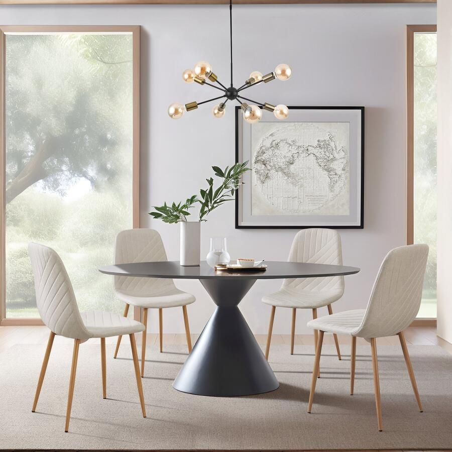 En.casa Eetkamerstoel set van 4 Köfering 89x44x54 cm beige en houtkleurig [ ]