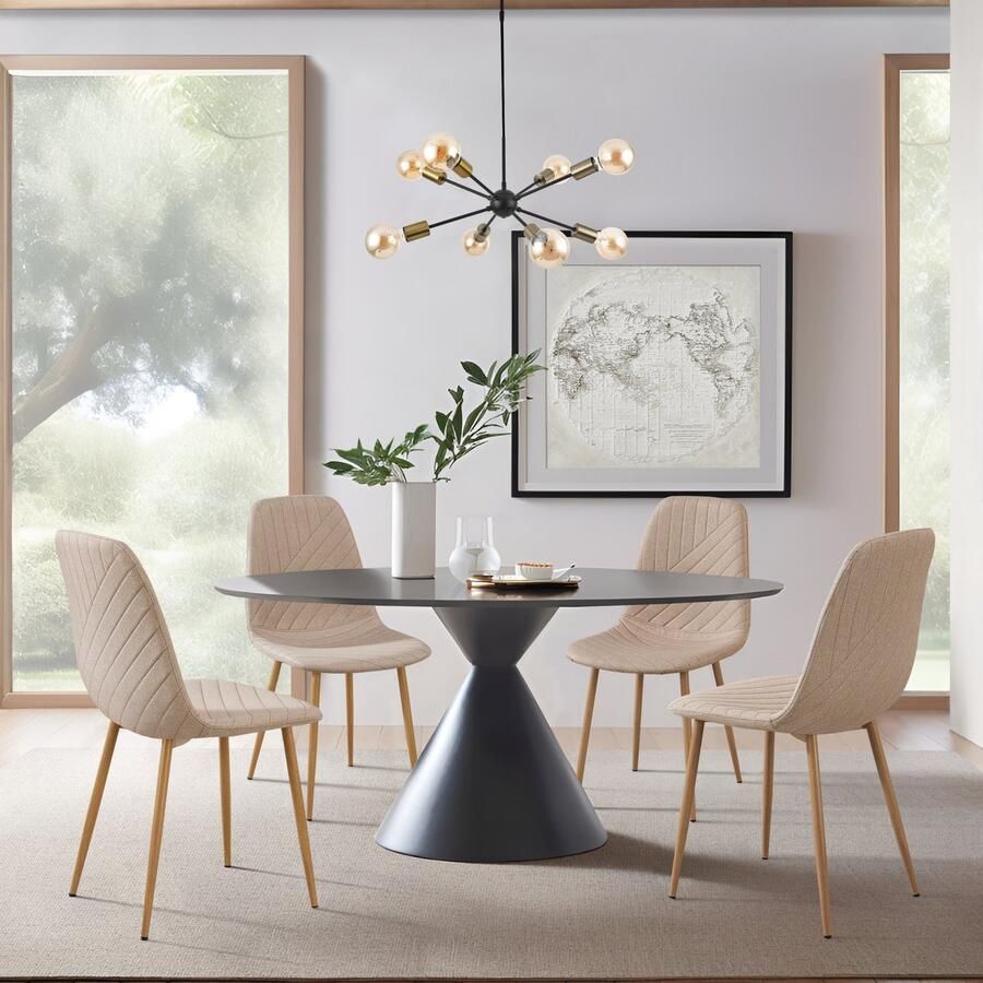 En.casa Eetkamerstoel set van 4 Köfering 89x44x54 cm lichtbruin en houtkleurig [ ]