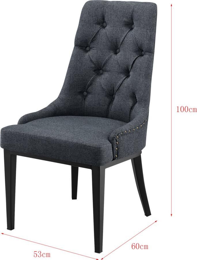 En.casa Eetkamerstoel set van 2 Chester 100x53x60 cm donkergrijs [ ]