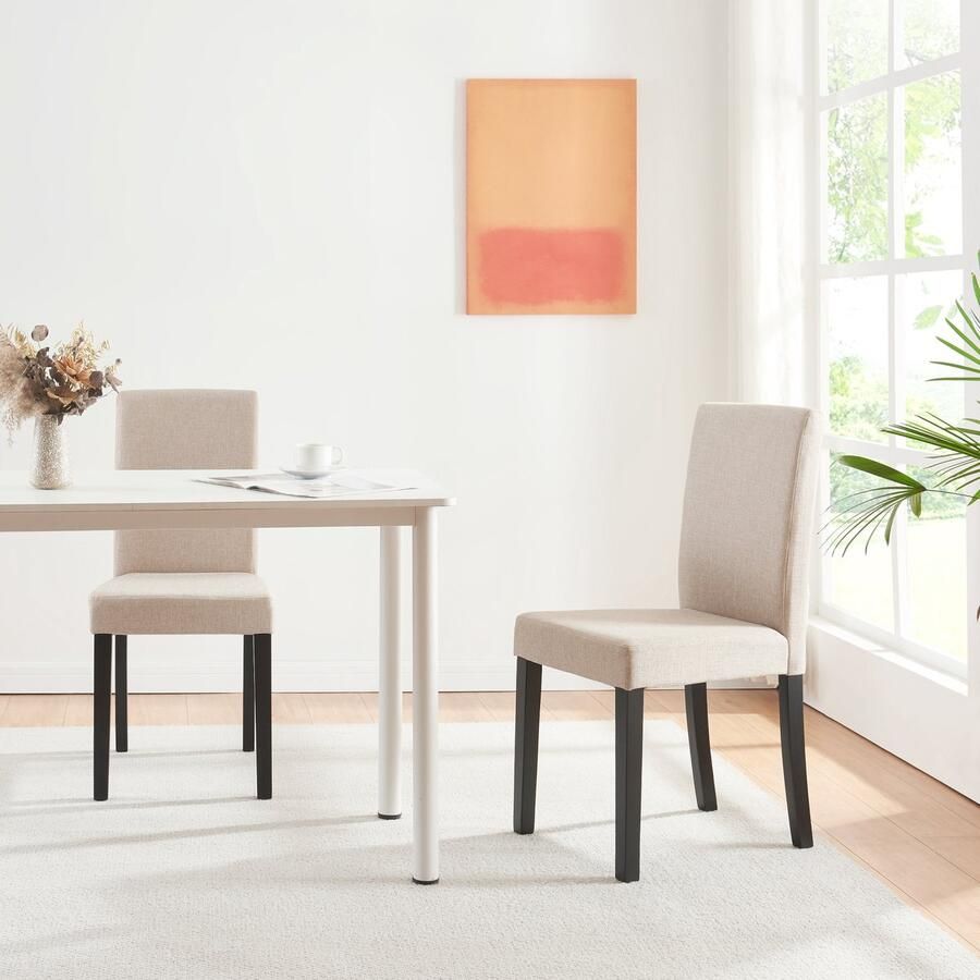 En.casa Eetkamerstoel set van 2 Hamburg eetkamerstoelen beige en zwart [ ]